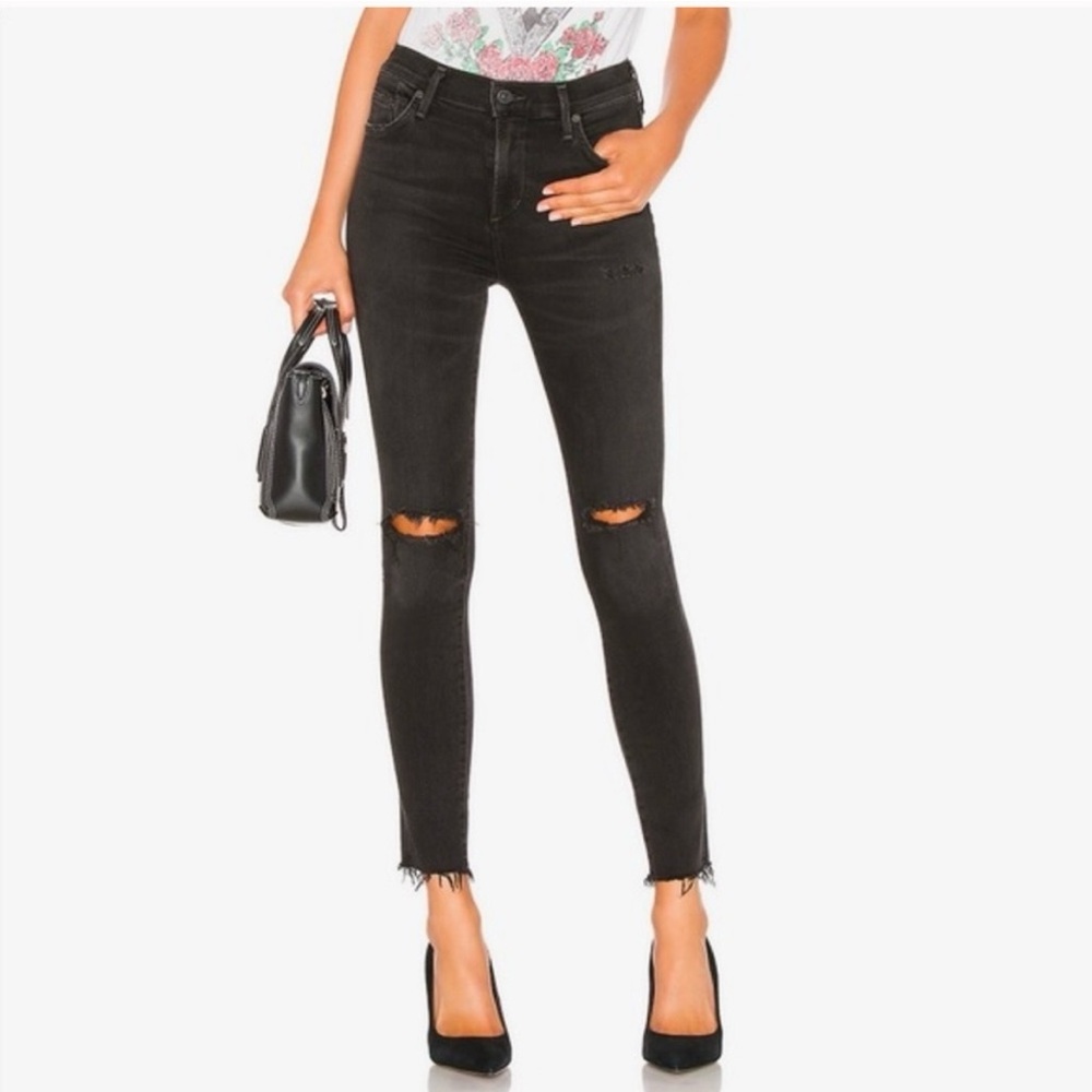 Citizens Of Humanity Rocket High Rise Cut Off Ankle Jean Distressed Darkness 29